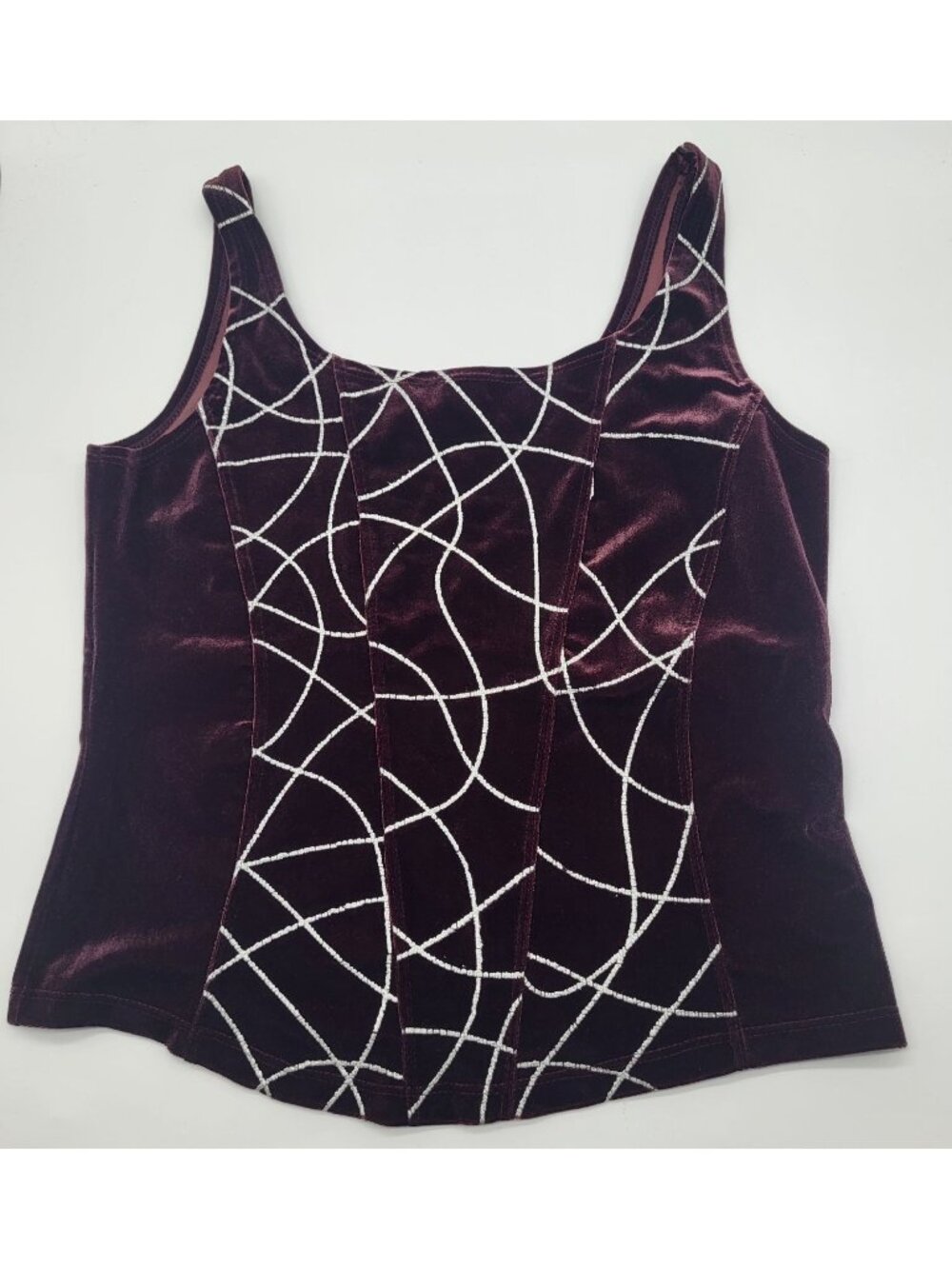 VTG y2k Burgundy Velvet Tank Top Abstract Artsy Goth Whimsigoth y2k witchy USA